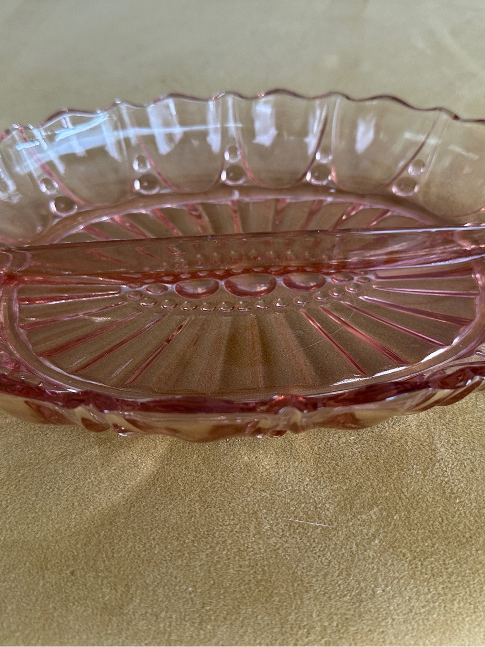 Pink Glass Serving Dish - Decorative Home Kitchen Bowl